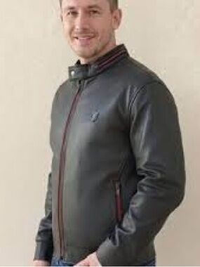 NWT Fathers Day/ Men's Ferrari BlackBomber Faux Leather Jacket with Red Trim